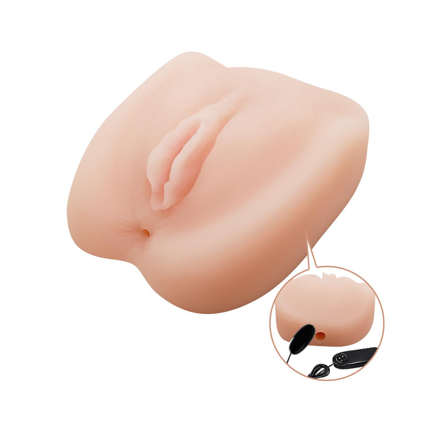 Baile Realistik Vajina & Anal Mastürbatör – Titreşimli Yumurta ve Kablolu Kumanda (2xAA)