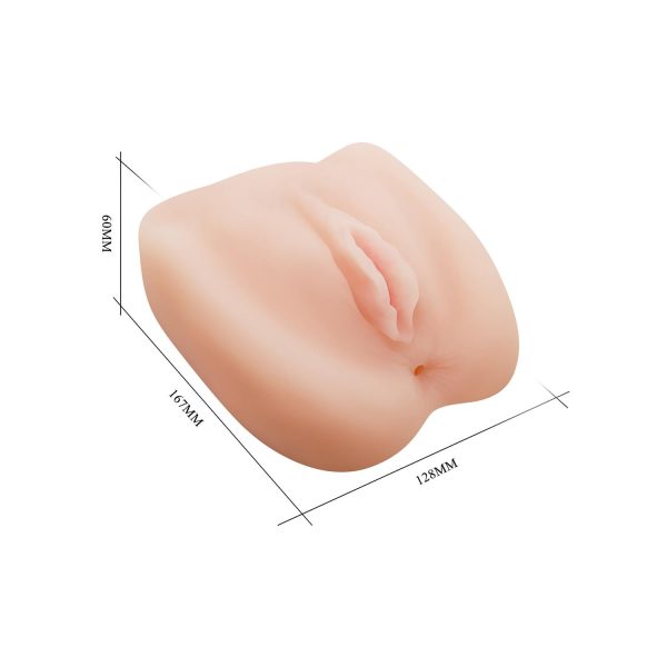 Baile Realistik Vajina & Anal Mastürbatör – Titreşimli Yumurta ve Kablolu Kumanda (2xAA)