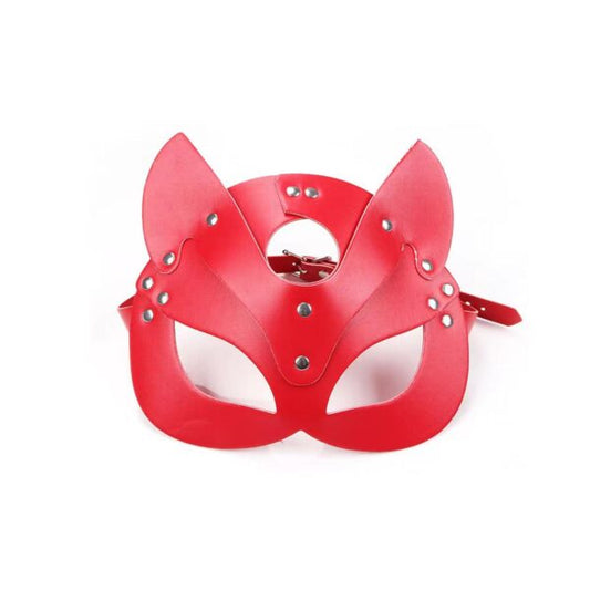 Kırmızı Deri Fantezi Maske – Ayarlanabilir, Şık ve Çekici Rol Yapma Maskesi
